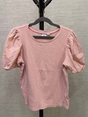 GAP Kids Puff Sleeve Crewneck Top in Pink